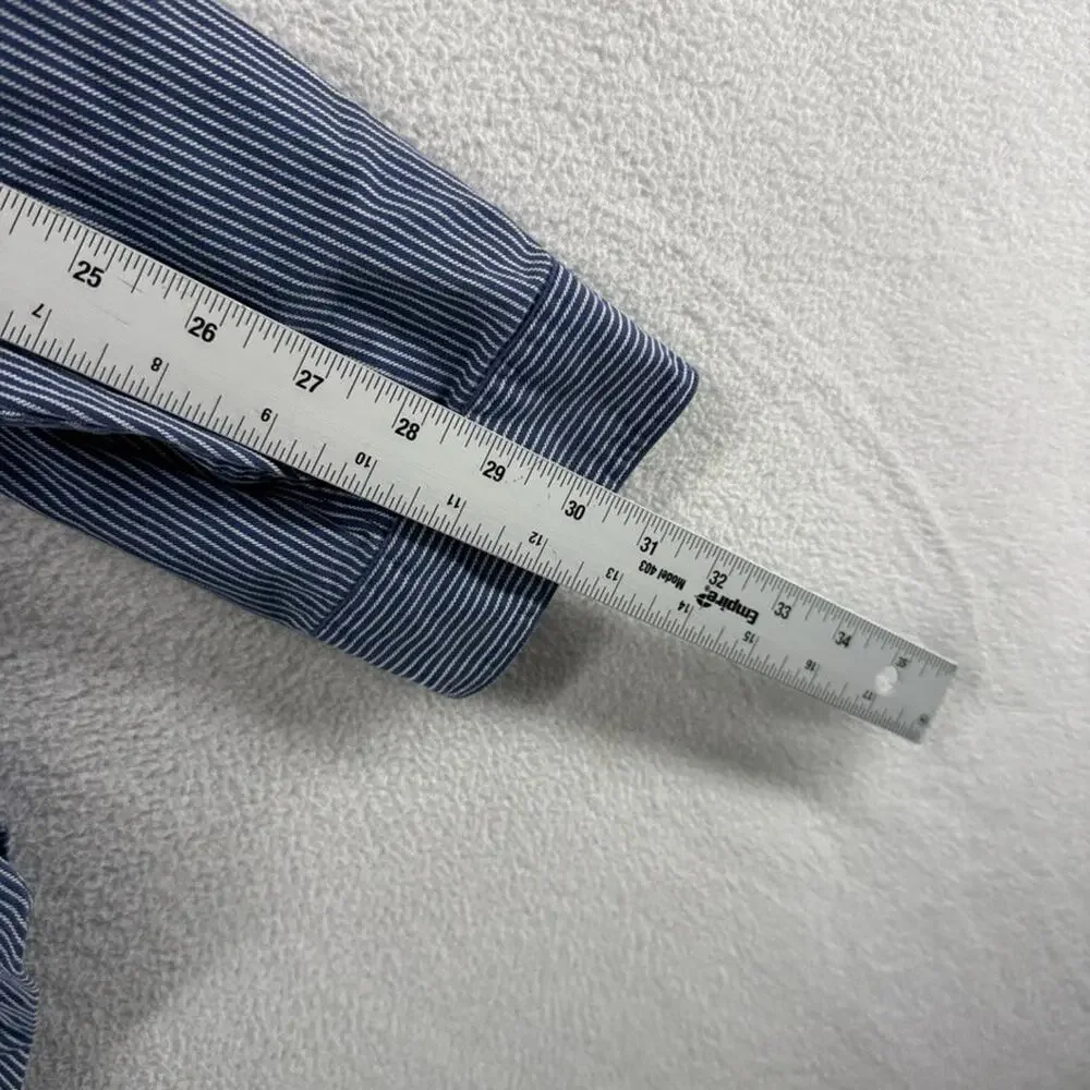 Vintage Ralph laure Shirt Men's XL Blue White Striped PRL Chinstrap Work Pocket